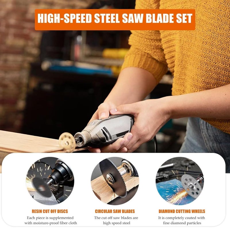 Dremel Cutting Kit with 10 Diamond Wheels EZ545 Blades for Metal Glass and 6 HSS for Wood Plastic - Image 4